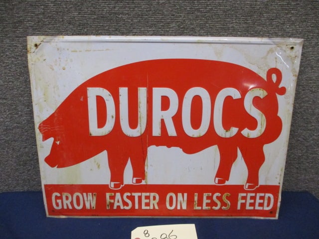 Stamped Tin Duroc Hogs Sign: 18"W x 13.5"T
