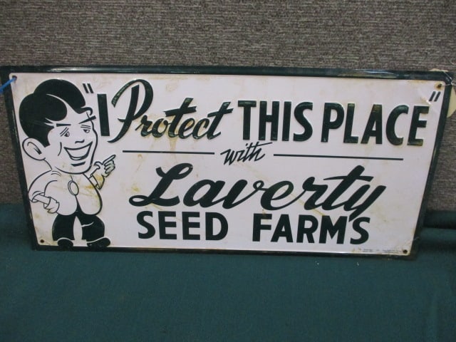 Stamped Tin Laverty Seed Farms Sign (1 of 4)