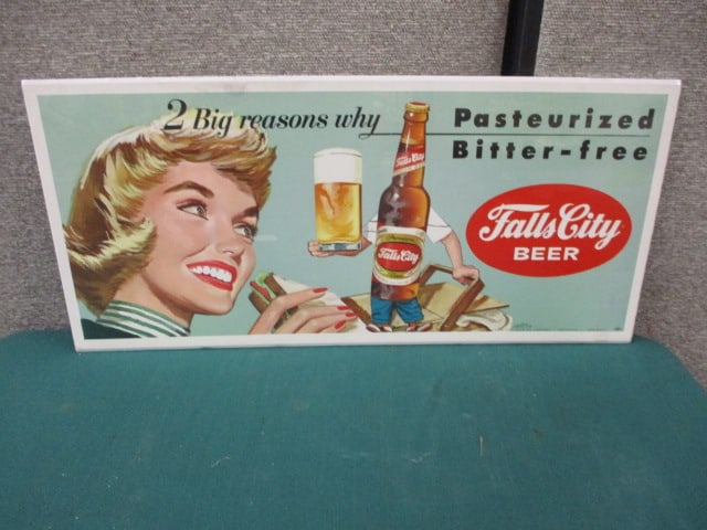 Cardboard Falls City Beer poster: 24.25"w x 11"t