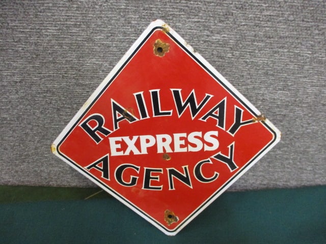 Porcelain Railway Express Agency Sign (1 of 3)