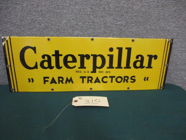 Porcelain Caterpillar Farm Tractors Sign (1 of 3)