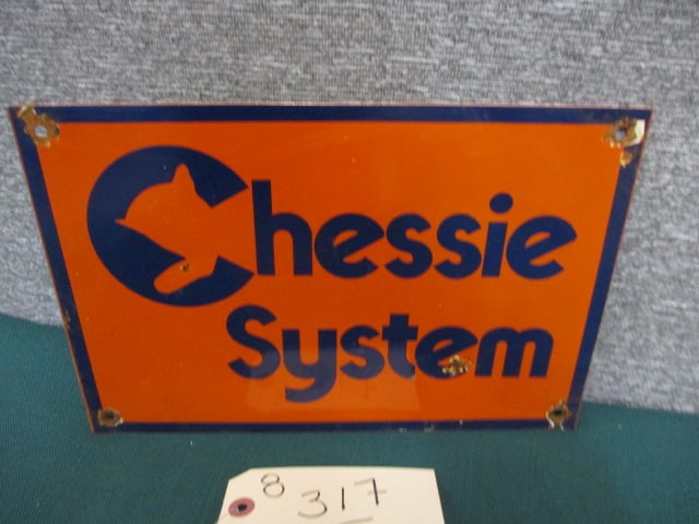 Porcelain Chessie System Railroad Sign: 12"w x 8"t