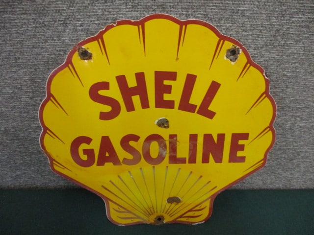 Porcelain Shell Gasoline Pump Plaque (1 of 3)
