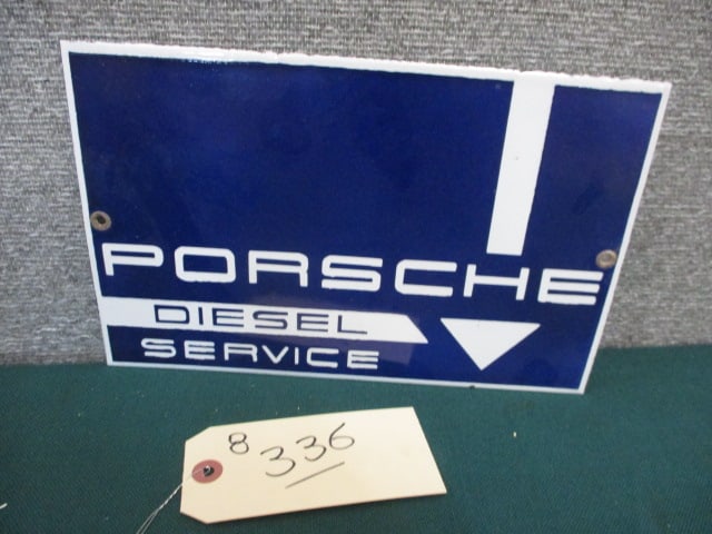 Porcelain Porsche Diesel Service Sign: 11"w x 7"t