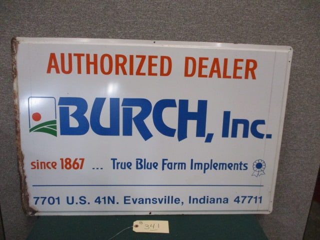 Tin Burch Dealer Sign: 36"w x 24"t