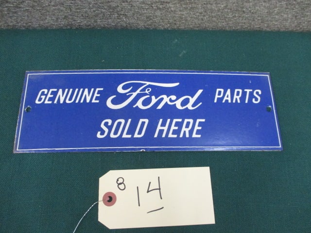 Porcelain Ford Parts Sold Here Sign: 12"W x 4"T