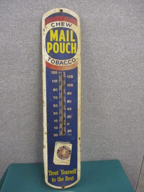 Tin Mail Pouch Tobacco Thermometer Frame: no thermometer 8"W x 39"T