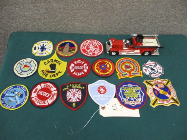 Lewes Fire Truck & Patches: 17"W x 11"T