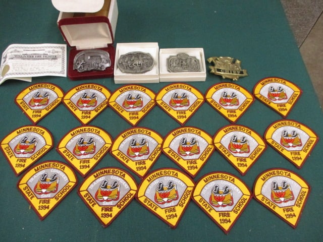 Fireman's Belt Buckles & Patches: 17"W x 11"T