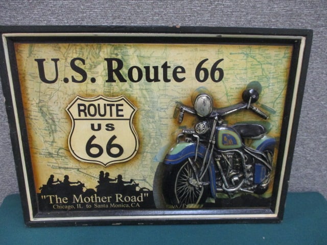 Wood U.S. Route 66 Sign: 21.5"W x 15.5"T