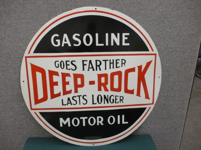 Porcelain Deep-Rock Motor Oil Sign: 30"W x 10"T