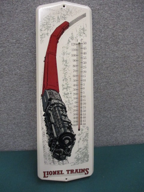 Tin Lionel Trains Thermometer: 8"W x 24"T