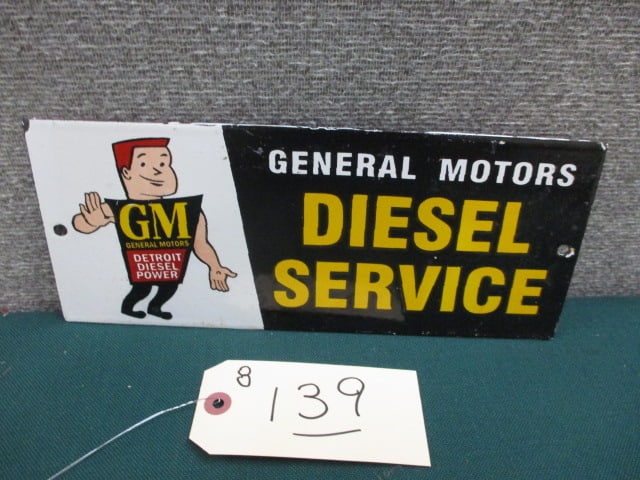 Porcelain G.M. Diesel Service Sign: 12"W x 5"T