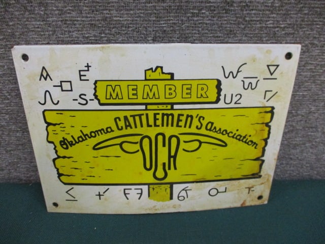 Porcelain Cattlemen's Association Sign: 10"W x 7.25"T