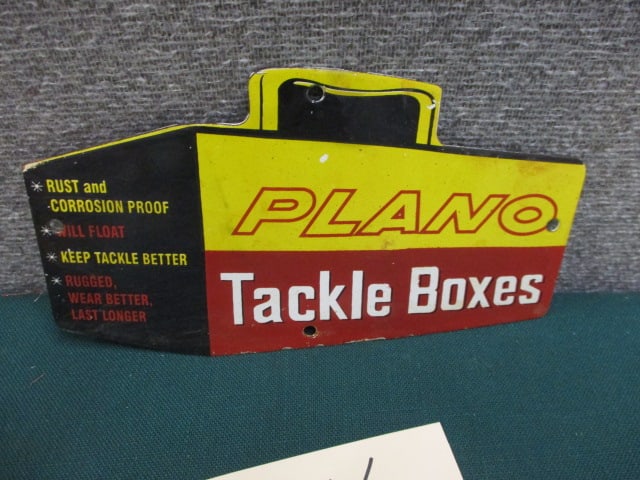 Porcelain Plano Tackle Box Sign: 9.5"W x 5.5"T