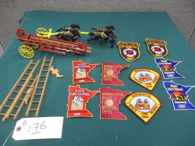 Cast Horse Fire Truck & Fire Fighter Patches: 17"W x 11"T