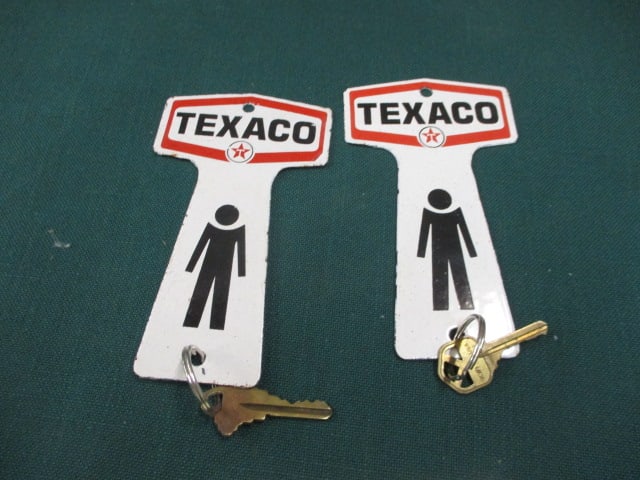 Porcelain Texaco Rest Room Key Holders: each 3.5"W x 6"T