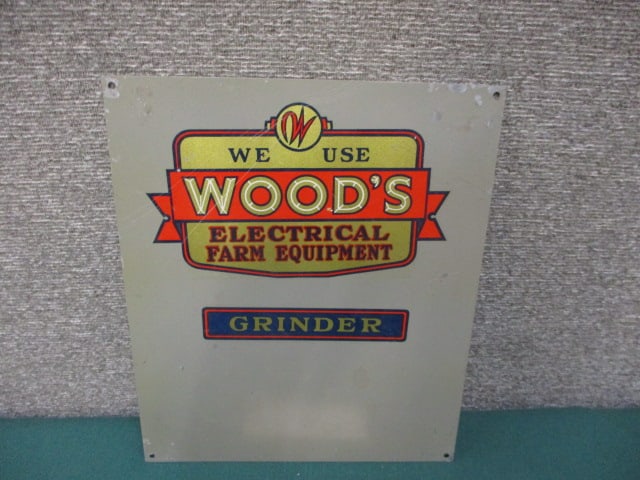 Tin Woods Farm Equipment Sign: 10.5"W x 12.5"T