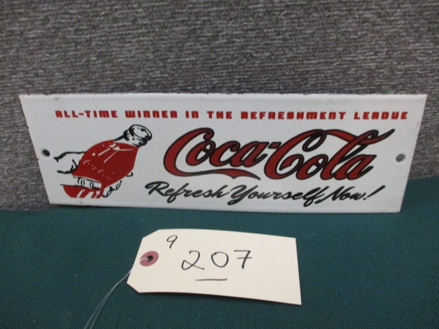 Porcelain Coca-Cola Door Push: 12"W x 4"T