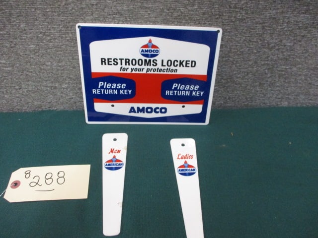 Powder Coat Amoco Restroom Key Holder: 9"W x 7"T