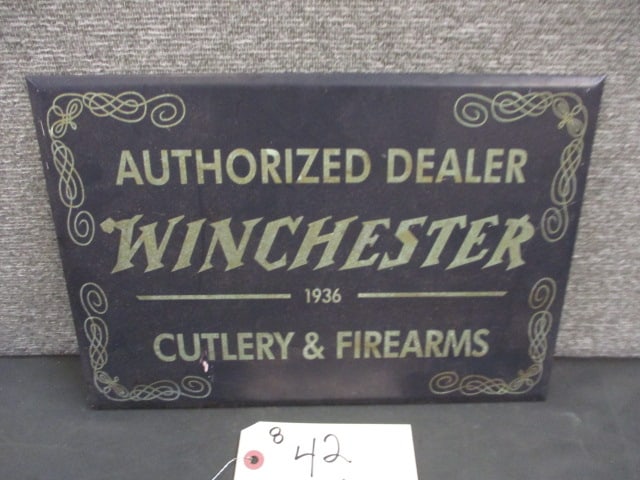 Tin/Cardboard Winchester Dealer Sign: 13.5"W x 9.25"T