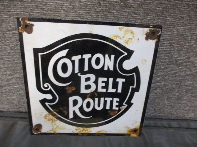 Porcelain Cotton Belt Route Railroad Sign (1 of 3)