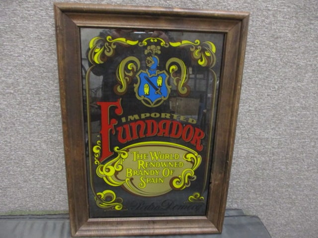 Framed Fundador Brandy Mirror: 15.5"W x 21.5"T