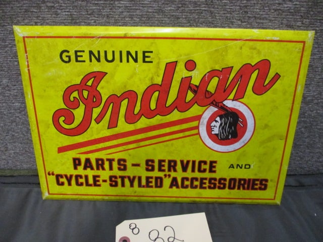 Tin/Cardboard Indian Parts Service Sign: 13.5"W x 9.5"T