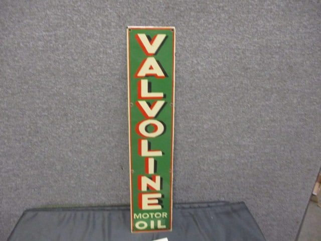 Porcelain Valvoline Motor Oil Sign: 5"W x 24"T