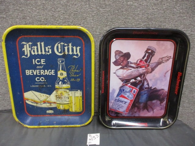 3 Tin Falls City & Budweiser Beverage Trays (1 of 3)