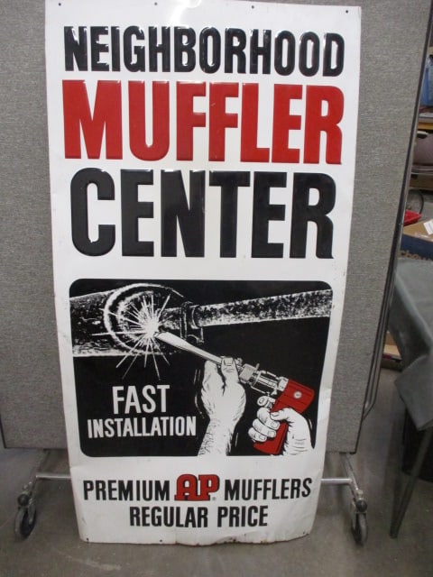 Stamped Tin AP Mufflers Sign (1 of 3)