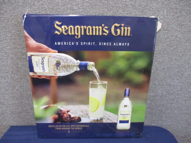 Stamped Aluminum Seagram's Gin Sign: 18"W x 20"T