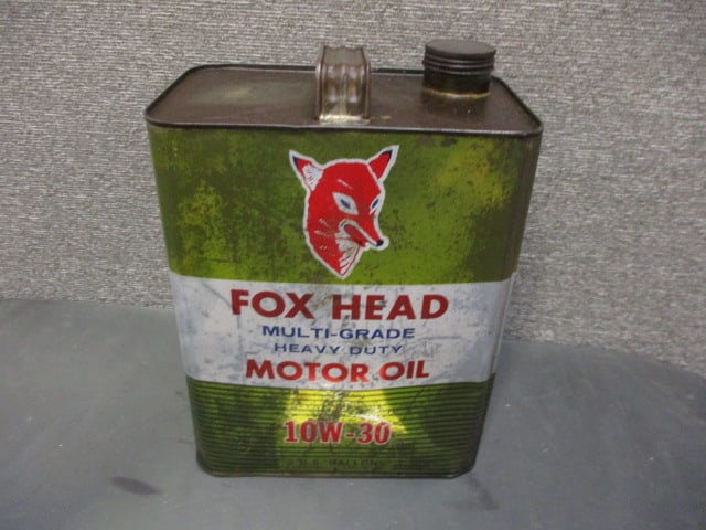 Fox Head Motors Oil Can: 8.5"W x 12"T