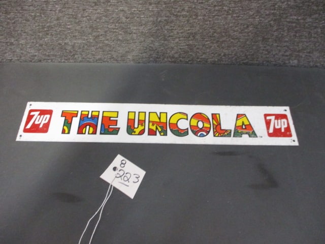 Tin 7-up Uncola Door Push: 15.25"L x 2.5"T