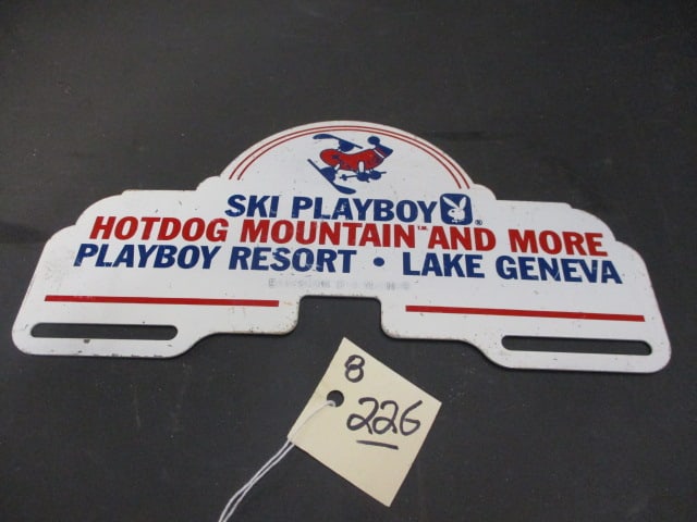 Tin Ski Playboy License Topper: 10"W x 5"T