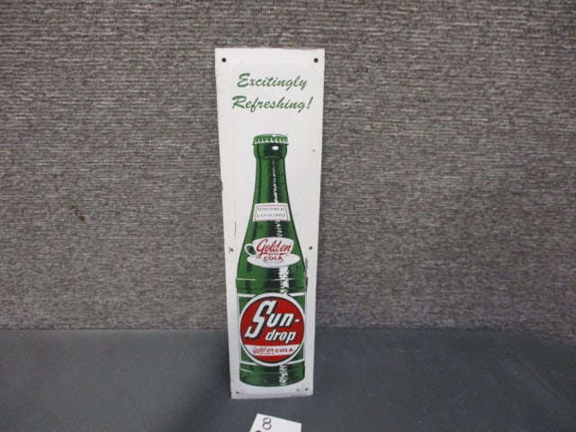 Tin Sun Drop Cola Door Push: 12"T x 3"W