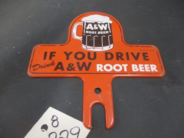 Tin A & W Root Beer License Topper: 6"W x 6"T