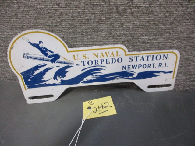 Tin US Naval Torpedo Station License Topper: 10"W x 5"T