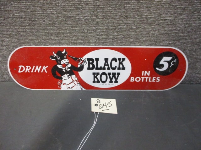 Tin Black Kow Door Push: 13.5"W x 3.5"T