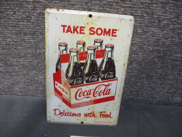 Tin Coca-Cola Door Push: 3"W x 2.5"T