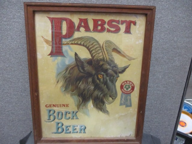 Framed Pabst Bock Beer Poster: 24.5"W x 30"T