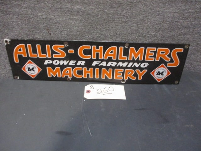 Porcelain Allis Chalmers Machinery Sign: 21"W x 5.5"T