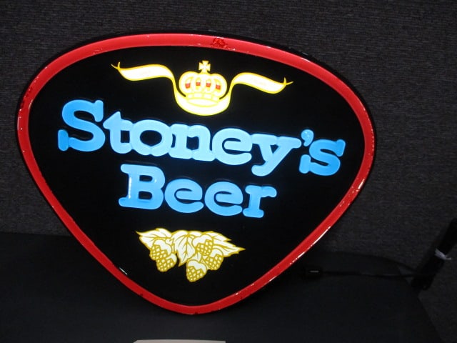 Lighted Stoney's Beer Sign: 16.5"W x 14.5"T