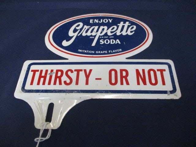 Tin Grapette Soda License Topper: 6.5"W x 6"T