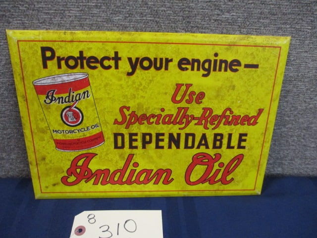 Tin/Cardboard Indian Oil Sign: 13.5"W x 9.5"T