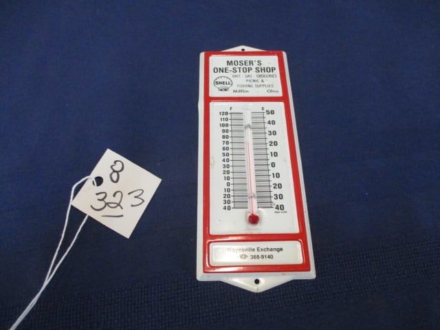 Tin Shell Thermometer: 2.5" w x 6.5"t