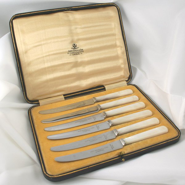 Vintage 1900's Set of Six MOP handled knife set