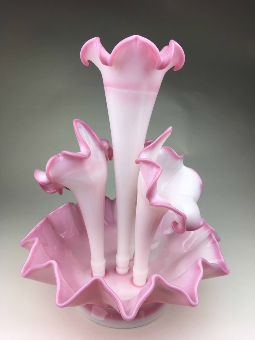 Pink Milk Glass Fenton Epergne (1 of 4)