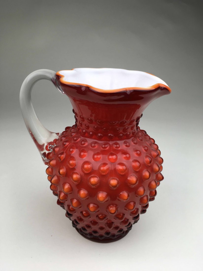 Red/Orange Hob Nail Fenton Pitcher (1 of 3)