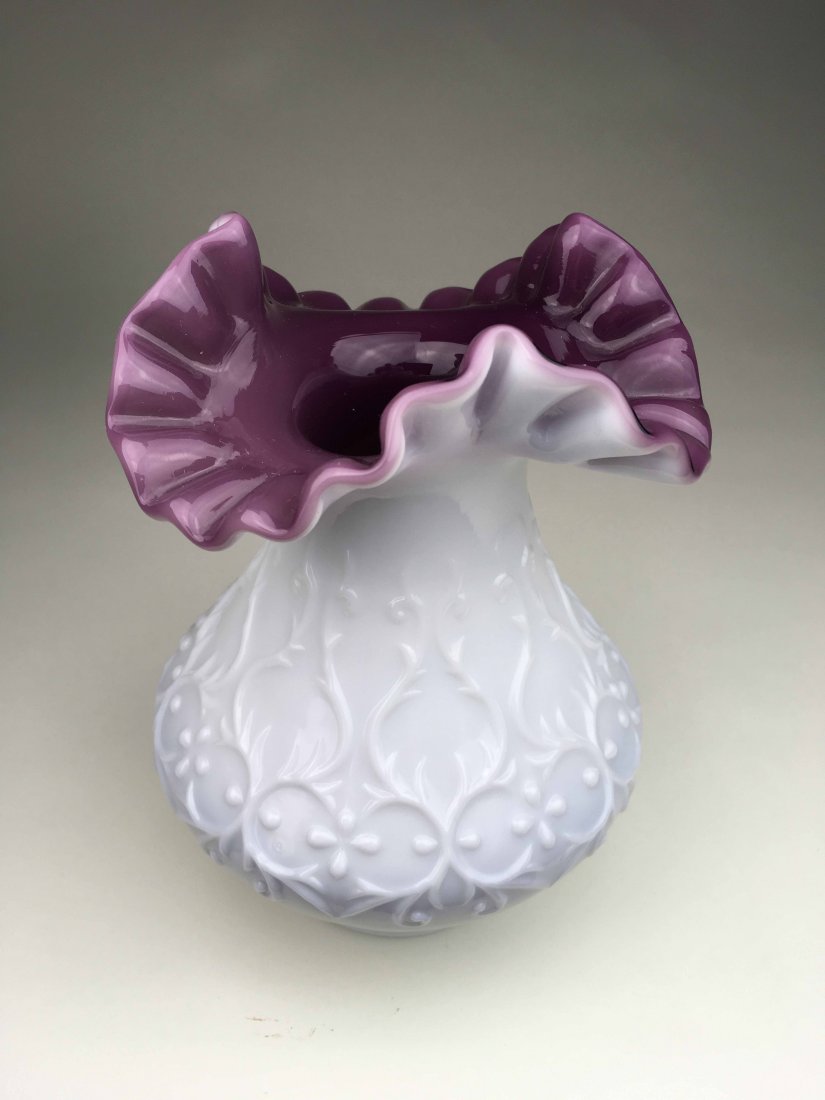 Milk Glass Fenton Vase with Unique Pattern (1 of 2)